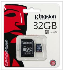 Kingston -  Card Kingston microSDHC 32GB (Class 4) + Adaptor