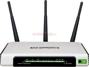 TP-LINK - Promotie Router Wireless TL-WR1043ND, 300 Mbps, Gigabit, USB 2.0, Tehnologie 3T3R MIMO, Antene detasabile + CADOU