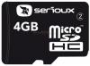 Serioux - card microsdhc 4gb + adaptor sdhc (class 2)