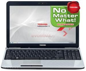 Toshiba -  Laptop Satellite L750-1MT (Intel Core i3-2330M, 15.6", 4GB, 640GB, nVidia GeForce GT 520M@1GB, USB 3.0, Argintiu) + CADOU