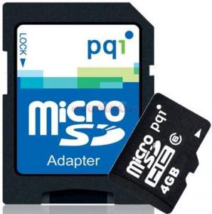 PQI - Card microSDHC 4GB + 2 Adaptoare