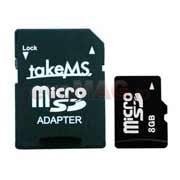 TAKEMS - Card microSDHC 8GB (clasa 4) + 1 adaptor