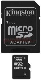 Kingston - Card microSDHC 8GB (Class 10) + Adaptor SD