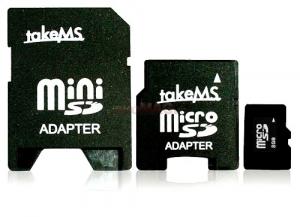 TAKEMS - Card microSDHC 8GB (clasa 4) + 2 adaptoare
