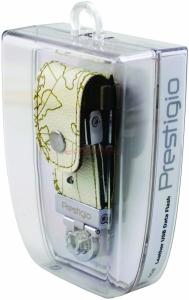 Prestigio - Stick USB Leather Flash Drive, 16GB (Alb cu maro)