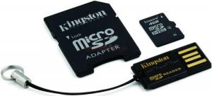 Kingston - Card microSDHC 4GB (Class 4) + Adaptor SD + USB Reader