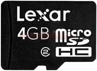 Lexar - Card microSDHC 4GB (Class 2) + Adaptor SD