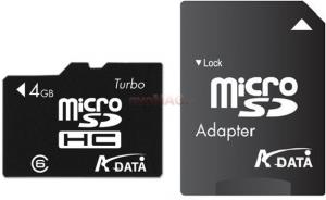 A-DATA - Card microSDHC 4GB + adaptor SD (Clasa 6)