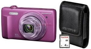 Olympus - Aparat Foto Digital Smart VR-350 (Mov), Filmare HD, Fotografiere 3D + Card SD 4GB + Husa