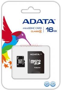 A-DATA -  Card de memorie microSDHC 16GB Class 4 + Adaptor SD