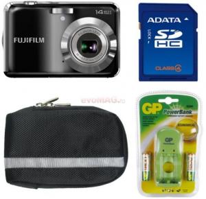 Fujifilm - Promotie Camera Foto Digitala Finepix AV200 (Neagra) + Card SD 4GB + Husa + Incarcator + Acumulatori 1800mAh