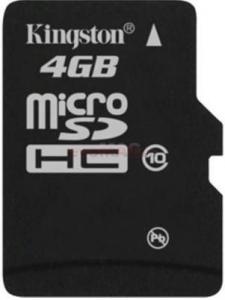 Kingston - Card microSDHC 4GB cu adaptor SD (Class 10)