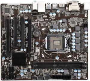 ASRock - Placa de baza B75M, Intel B75, LGA1155, DDR III, PCI-E 3.0, SATA III, USB 3.0