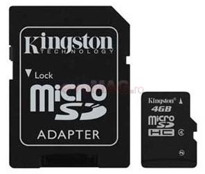 SanDisk - Card microSDHC 4GB + Adaptor