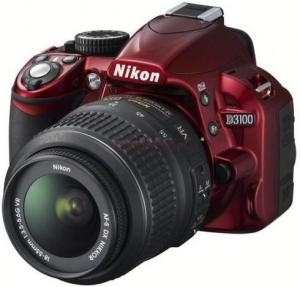 NIKON -  Aparat Foto D-SLR NIKON D3100 (Rosu) cu Obiectiv 18-55VR, Filmare Full HD