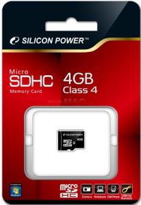 Silicon Power - Card microSDHC 4GB (Class 4)