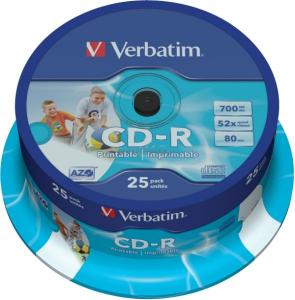 Verbatim - Blank CD-R&#44; 52X&#44; 700MB&#44; 25 pack&#44; Inkjet Printable