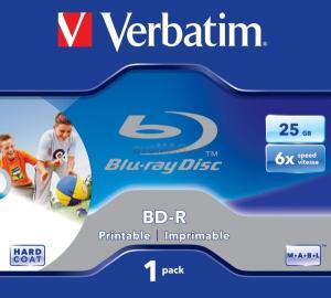 Verbatim - Blank BD-R, 6X, 25GB, Inkjet Printable