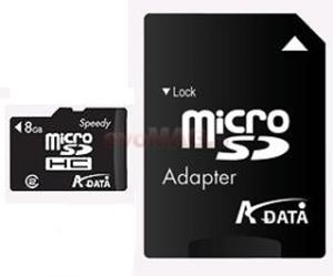 A-DATA - Card microSDHC 8GB (Clasa 6) + Adaptor SD