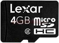Lexar - Cel mai mic pret! Card microSDHC 4GB (Class 2) + Adaptor SD