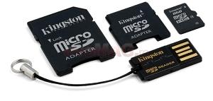 Kingston - Card microSDHC 4GB + 2 Adaptor + USB Reader