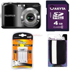 Fujifilm - Promotie   Aparat Foto Digital Finepix AV200 (Negru) + Card SD 4GB + Husa + Incarcator + Acumulatori 2500mAh