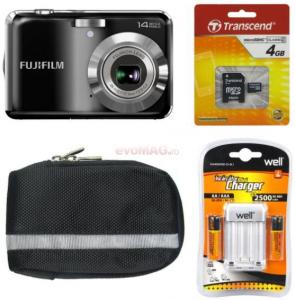 Fujifilm - Promotie Camera Foto Digitala Finepix AV200 (Neagra) + Card SD 4GB + Husa + Incarcator + Acumulatori 2500mAh + CADOU