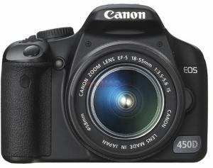 Canon - Promotie!  EOS 450D Single Lens Kit Black IS (Body + EF-S 18-55mm f/3.5-5.6 IS) + CADOU