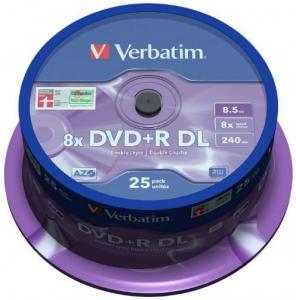 Verbatim - DVD+R Double Layer 8x Matt Silver Spindle 25 bucati