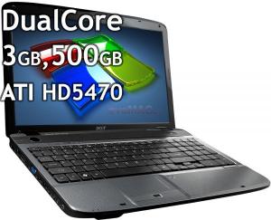 Acer - Promotie Laptop 5738ZG-453G50Mnbb (Dual Core T4500, 15.6", 3GB, 500GB, ATI HD 5470 @512, Linux) + CADOU