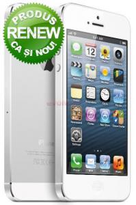 Apple - RENEW! Telefon Mobil Apple iPhone 5, Chip A6, IOS 6, LED-backlit IPS TFT de 4", 16GB, Alb, (suporta doar Nano-SIM)