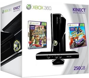 Microsoft - Consola Xbox 360 Premium System&#44; 250GB + Kinect Adventures + Kinect Joy Ride
