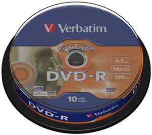 Verbatim - Blank DVD-R, 4,7GB, 16x (lightscribe) (10 bucati)