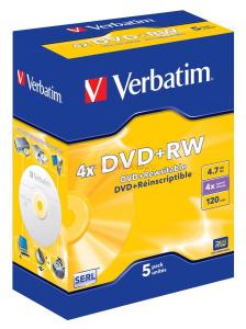 Verbatim - Blank DVD-RW&#44; 4.7GB&#44; 4x&#44; Box 5 pcs