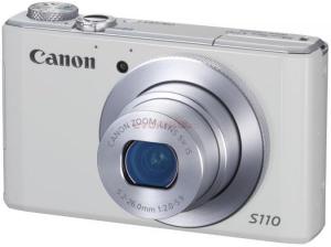 Canon - Aparat Foto Digital PowerShot S110 (Alb), Filmare Full HD, 12.1MP, Zoom Optic 5x, Ecran Tactil 3", Wi-Fi, GPS integrat