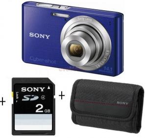 Sony - Aparat Foto Digital DSC-W610 (Albastru) + Card 2GB + Husa