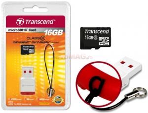 Transcend - Card microSDHC 16GB (Class 2) + RDP3 Card Reader