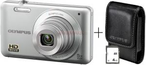 Olympus - Promotie Aparat Foto Digital VG-120 (Argintiu) + Card 4GB + Husa, Filmare HD
