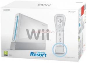 Nintendo - Consola Wii + Wii Sports Resort + Wii Play Pack (Alb)