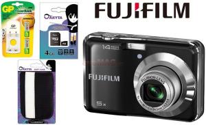 Fujifilm -  Camera Foto Digitala Finepix AX300 (Neagra) + Card SD 4GB + Husa + Incarcator + Acumulatori