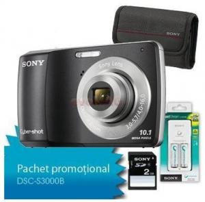 Sony - Promotie  Camera Foto Digitala S3000 (Neagra) + Geanta + Card 2GB + Incarcator + Acumulatori