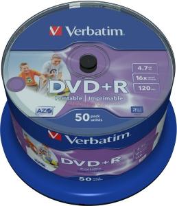 Verbatim -  Blank DVD+R&#44; 16X&#44; 4.7GB&#44; 50 pack&#44; Inkjet Printable