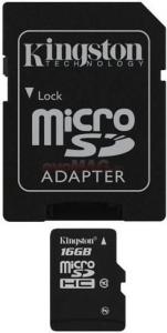 Kingston - Card Kingston microSDHC 16GB (Class 10) + Adaptor SD