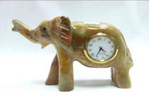 Elefant cu ceas din onix de 5"