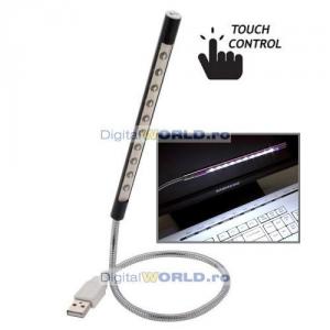 Lampa USB cu 10 LED-uri, intrerupator pornit/oprit cu senzor prin atingere - touch