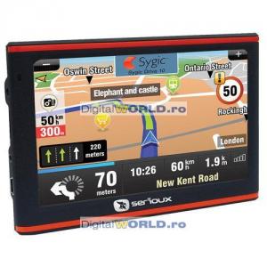 Sistem de navigatie GPS, display mare 5 inch, player video, MP3, super-slim, Serioux Q550