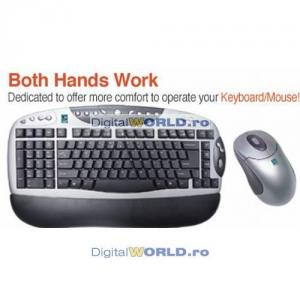 Tastatura si mouse wireless, A4Tech KB(S)-2548RP, include acumulatori si incarcator