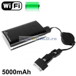 Router 3G Wireless WiFi portabil miniatura ccu player multimedia USB OTG, suporta modem USB de la VODAFONE, ORANGE, ROMTELECOM, RCS / RDS, Power Bank 5000mAh, sursa backup