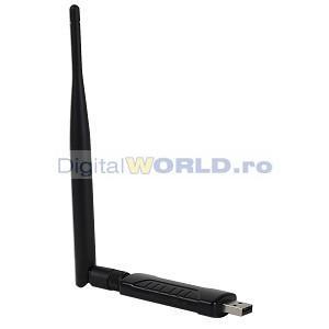 Adaptor USB wireless 802.11n 300 Mbps, cu antena de castig mare