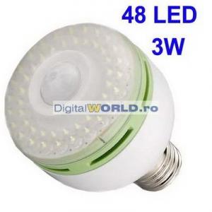 Lampa super-economica cu LED-uri, senzor de prezenta si detector miscare, echivalent bec 40W